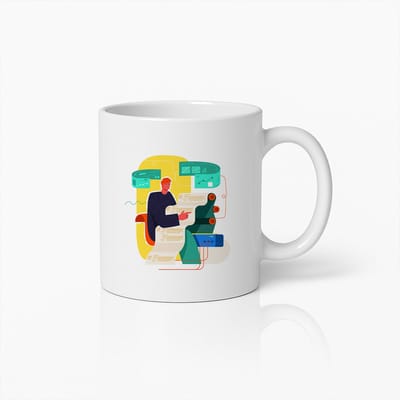 Innovatieve Techontwikkelaar Mok – Moderne Programma Illustratie – Ideaal Cadeau voor Programmeurs en IT-liefhebbers – Duurzame 330ml Keramische Beker