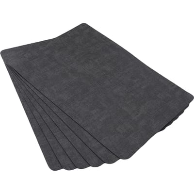 Ensemble de 6 Sets de Table Cuir Artificiel Résistant à l'Eau à l'Huile à la Chaleur Multifonctionnel Nappes Texturées pour Restaurants Cuisines noir