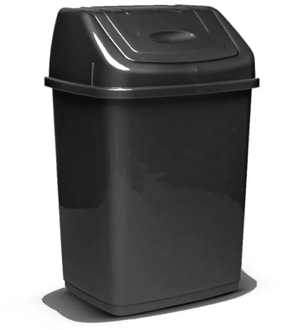 HL – Afvalbak – Afvalemmer – Prullenbak – Afvalbak met deksel – 28 Liter – Zwart – Kunststof – 35 x 25 x 55 cm