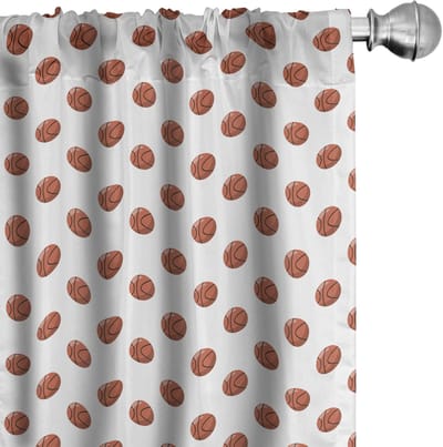 ABAKUHAUS Basketbalgordijnen – 2x75x225 cm – Microfaser – Halfdonker – Kaneel/Zwart/Wit