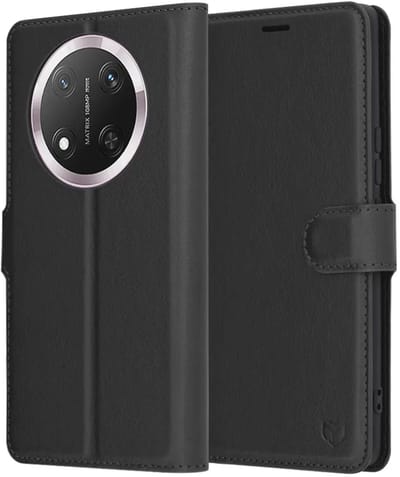Hoesje geschikt voor HONOR Magic7 Lite/X9c - Techsuit Leather Folio Book Wallet Case - Zwart