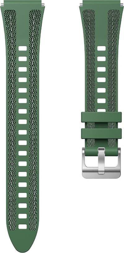Hybride nylon-siliconen bandje - geschikt voor Garmin Venu 2s / 3s / 4 (41mm) / Vivoactive 4s / Forerunner 255s / 265s - Huawei Watch GT 5 Pro - 42mm / GT 6 / GT 5 / GT 4 - 41mm - groen