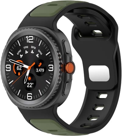 Stravo Twee-kleurig siliconen horlogebandje – Geschikt voor Samsung Galaxy Watch 9 (40/44mm) / Watch 8 (40/44mm) / 8 Classic (46mm) – Outdoor Siliconen Sport bandje – Zwart/groen