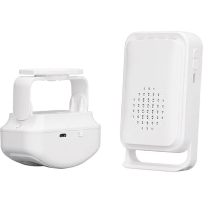 Draadloze Welkom Deurbel Bewegingssensor Deur Entree Bel Infrarood Detector Beveiligingsalarm 5V Micro USB white
