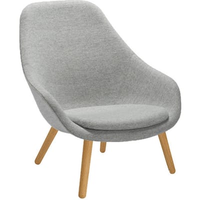 HAY - About A Lounge Chair High AAL 92 - lak op waterbasis - Kvadrat Hallingdal 130 - grijs gevlekt - grau
