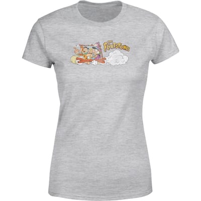The Flintstones Family Car Distressed Dames T-shirt - Grijs - S