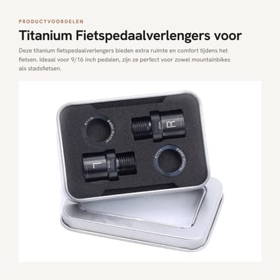 Dailygoods- Pedaalverlengers titanium legering - Fiets pedaal extender - 9/16 inch schroefdraad - Waterdicht - Anti-roest - Lange levensduur - Pedaalextender