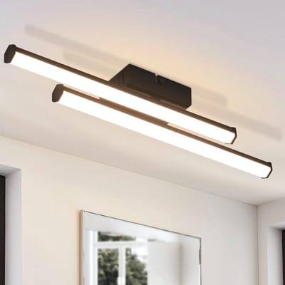 NETTLIFE Plafondlamp LED - zwart - 2-Lichts - 3000K Warm wit Licht - Metaal - 12W - Moderne Plafondverlichting - voor Woonkamer | Slaapkamer | Eetkamer - 44cm