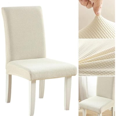 Jacquard Stoelhoes voor Eetkamer Bruiloft Rekbaar Dikke Stoelbeschermer 1/2/4/6 Stuks Slipcover voor Stoelzitting Rugleuning 1pcs white