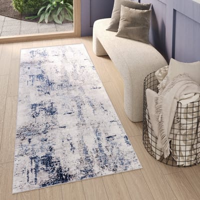 Tapiso Sky Vloerkleed Loper Grijs Blauw Vintage Woonkamer Tapijt Maat - 70x150