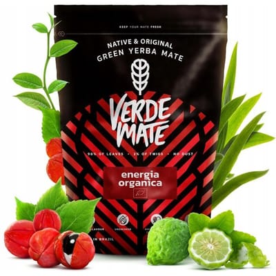 Verde Mate Energia Organica - Biologische Maté met Guarana - Extra Stimulerend - Groene Braziliaanse Yerba - 400 gram