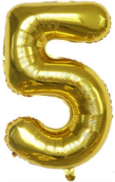 Cijferballon XL 5 - Goud - Feestversiering - 81 cm