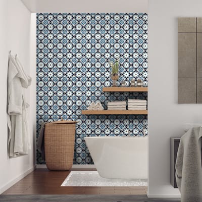 Zelfklevende tegelmuurstickers voor keuken en badkamer - 60 cementtegelstickers, Azulejos Venia - 60 stickers, 20x20cm