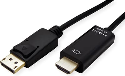 ROLINE DisplayPort Kabel DP - UHDTV, Dun, M/M, zwart, 1 m