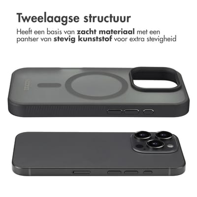 Accezz Hoesje - Geschikt voor Apple iPhone 16 Pro - Frosted Backcover geschikt voor MagSafe - Zwart