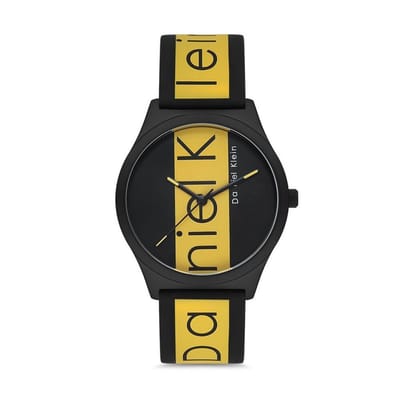 Daniel Klein DK.1.12617-1 - Horloge - Analoog - Mannen - Heren - siliconen band - rond - Zwart - Geel
