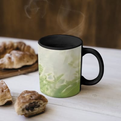 Magische Mok - Foto op Warmte Mokken - Koffiemok - Hagedis - Blad - Nerven - Groen - Magic Mok - Beker - 350 ML - Theemok