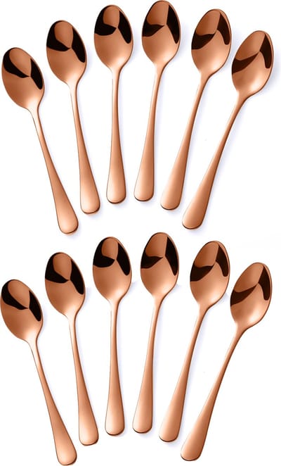 Alheco 12 ovale theelepels - 12.3cm - RVS theelepeltjes - Rosé goud