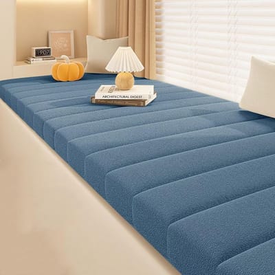 Comfortabel Teddy Fleece Zitkussen Sapphire Blauw Voor Binnen en Buiten - Wasbaar en Antislip