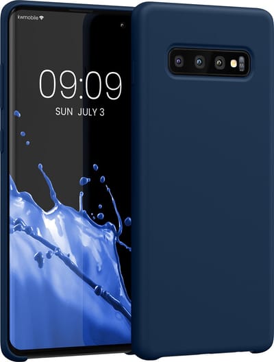 kwmobile telefoonhoesje geschikt voor Samsung Galaxy S10 Plus / S10+ - Hoesje met siliconen coating - Smartphone case in marineblauw
