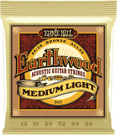 Ernie Ball Earthwood - Akoestische Gitaarsnaren - 80/20 Bronze - Medium Light Gauge - 12-16-24w-32-44-54