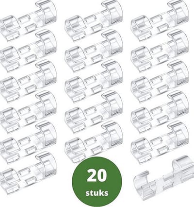 Knaak Kabel Clips - Transparant - Zelfklevend - 20 Stuks - Voor Kabelbeheer, Bureau & Wandmontage