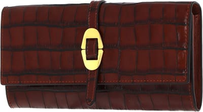 COCCINELLE Leren Portemonnee Coccinelle Cosima Croco Wallet Vintage / Brule Bruine