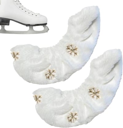 Schaatsbeschermers - Skatehoezen Randbeschermers - Schaatsen Onderhoud - Vochtabsorberend Flanel - 25-30 cm Lengte - Gouden Sneeuwvlokken