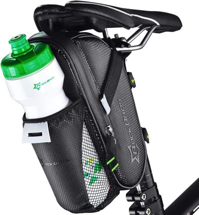 Rockbros - Waterdichte Zadeltas met Bidonhouder - Carbon - Reflecterend - Voor MTB & Racefiets - Zwart
