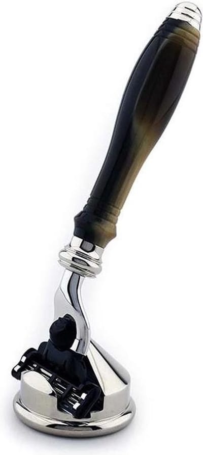 Cartridge scheermes met hars handvat en duits roestvrij staal scheerstandaard geweldig cadeau voor hem (3 Blade Safety Razor with Stand)