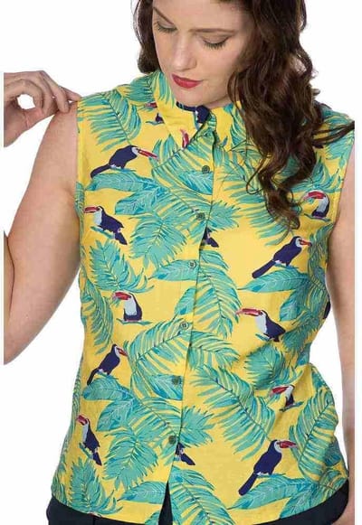 Dancing Days - TOUCAN ALL OVER BLOUSE Blouse - XS - Geel