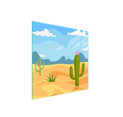 TMK ArtDeko Serie - Glazen Beschermplaat voor Fornuis - 50x52 cm - Kaktus