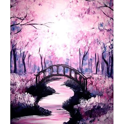 DIY 5D diamant borduurwerk kleine brug kruissteek set abstract olieverfschilderij hars hobby ambacht 20X30CM white
