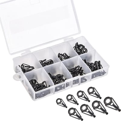 80 stuks/doos 8 maten telescopische hengelgeleider tip reparatieset hengel doe-het-zelf oogringen hengelgeleider vistuig 80pcs white