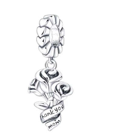 Fler® | Bedel | Past op populaire bedelarmbanden (standaard - 3mm) | Roos Boeket Bedel | Hangbedel Charm | 925 sterling zilver | Valentijnsdag Cadeau | Sinterklaas kado | Kerstcadeau | Verjaardagsgeschenk | Vriendschap