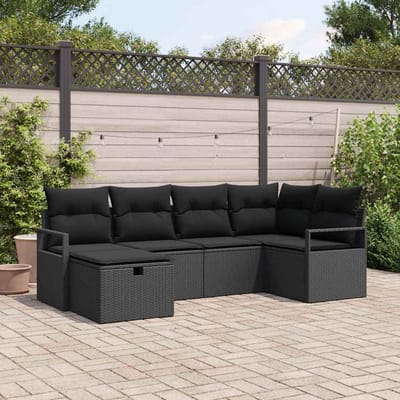 vidaXL - Bankstel - 6 - st - Zwart - poly - rattan