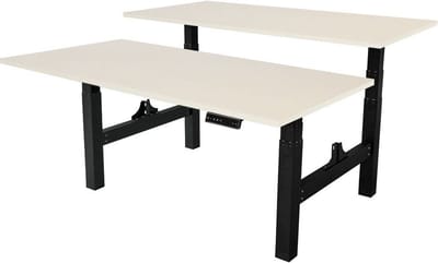 Sedero Elektrisch verstelbaar duo bureau - 140x80 cm - Two dual motor - Zwart met Licht eiken