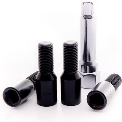 JR Wheels - ATB1 Conische Anti-diefstal Wielbouten - M12x1,25 / M12x1.25 - Zwart - Set van 4 + adaptersleutel