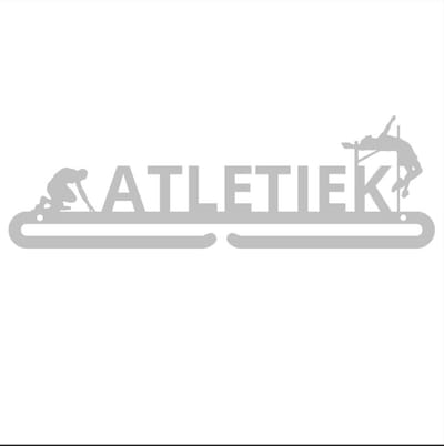 Atletiek Medaillehanger RVS (35cm breed) - Nederlands product - incl. cadeauverpakking - sportcadeau - topkado - medalhanger - medailles - kogelslingeren - kogelstoten- verspringen- hoogspringen