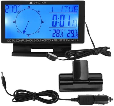 Dailygoods - Thermometer CD60 - Digitale Autothermometer - Multifunctioneel met Tijdfunctie - Compact en Lichtgewicht - Voor Vrachtwagens - Handig voo...