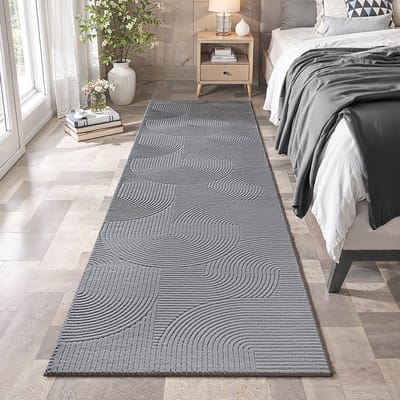 the carpet Rio – Modern & onderhoudsvriendelijk laagpolig vloerkleed met 3D-reliëf, zachte touch & antislip rug – geschikt voor woonkamer, slaapkamer of hal – grijs, 80 x 300 cm