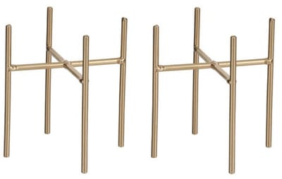 Mica Decorations Planten standaardje verhoger Ascot - 2x - goud - H12 x B10 cm - Plantenstandaard - Windlicht houder