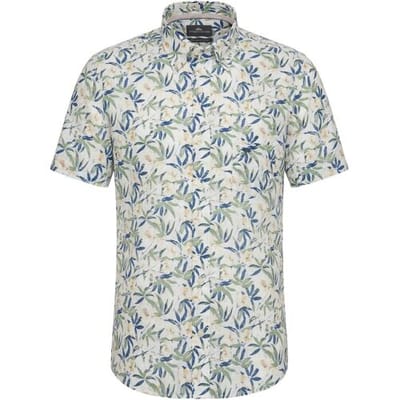 Fynch-Hatton Overhemd Slub Flower Pattern Button-Down Pale Yellow / male