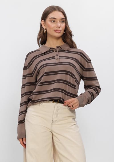 MSCH Copenhagen Mschterine Pullover Stp Tops & T-shirts Dames - Shirt - Bruin - Maat XS/S