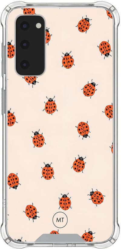 Hoesje (shockproof) geschikt voor Samsung Galaxy S20 FE - Lieveheerstbeestjes - Extra sterke case - TPU/polycarbonaat - Print - Beige, Transparant