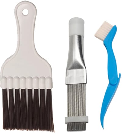 3-delige lamellenkam, droger, condensatorkam, wasborstel, airconditioningreiniger, borstels, reinigingsset, cleaner conditioner, draadkam