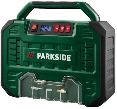 PARKSIDE® Compressor met digitale weergave 150 W - Druk: 8 bar - Automatische detectie van ingangsspanning - Olievrije 1 cilinder motor met onderhoudsarme werking