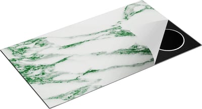 Chefcare Inductie Beschermer Groene Marmer met Wit - 95x50 cm - Afdekplaat Inductie - Kookplaat Beschermer - Inductie Mat