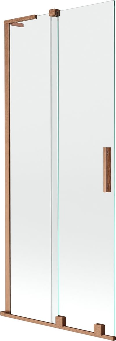 Mexen Velar L badwand tweedelige schuifwand 80 x 150 , transparant, geborsteld koper - 896-080-003-01-65