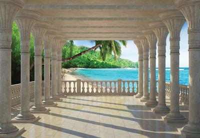 Fotobehang Beach Tropical View | XL - 208cm x 146cm | 130g/m2 Vlies